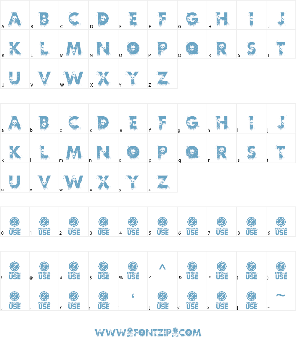 Zilap Horror Font Character